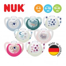 NUK Star Day & Night Silicone Soother Pacifier 2pcs/box | 0-6 Months | 6-18 Months | 18-36 Months | Made in Germany